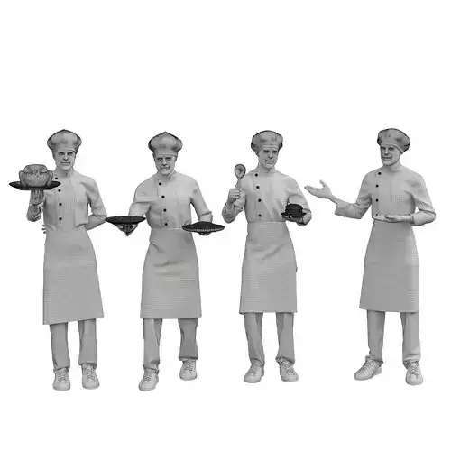 Male Chef Character  Low-poly 3D model 7