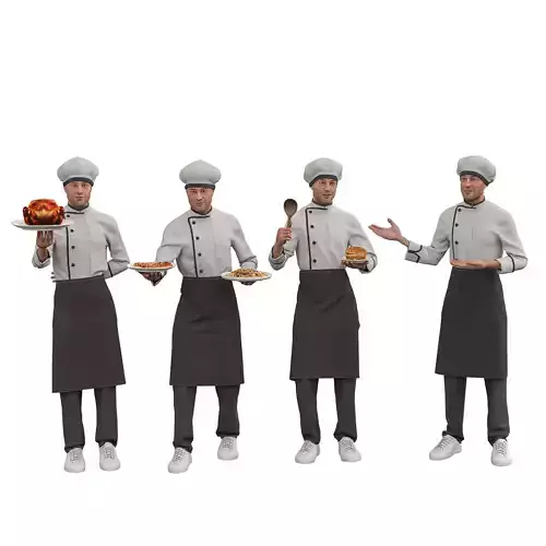 Male Chef Character  Low-poly 3D model 2