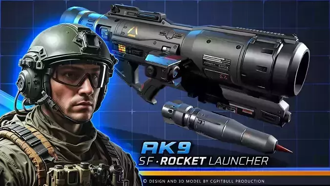 AK9 - Rocket-Launcher Low-poly 3D model AK9 - Rocket-Launcher Low-poly 3D model