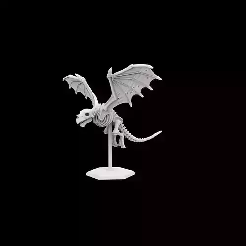 Flying Skeleton Dragon with Spread Wings 3D Printable Model