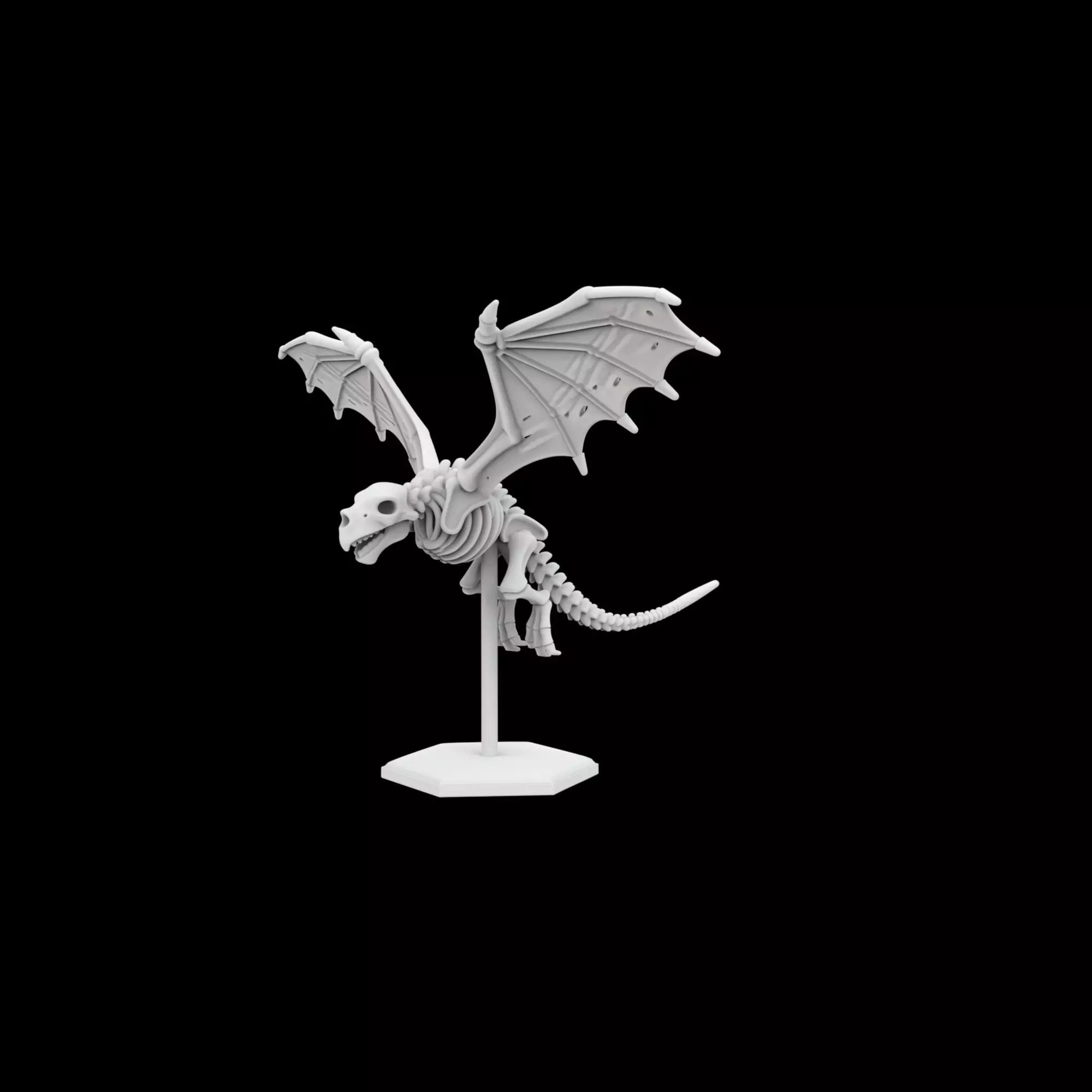 Flying Skeleton Dragon with Spread Wings 3D Printable Model 3D print model_6