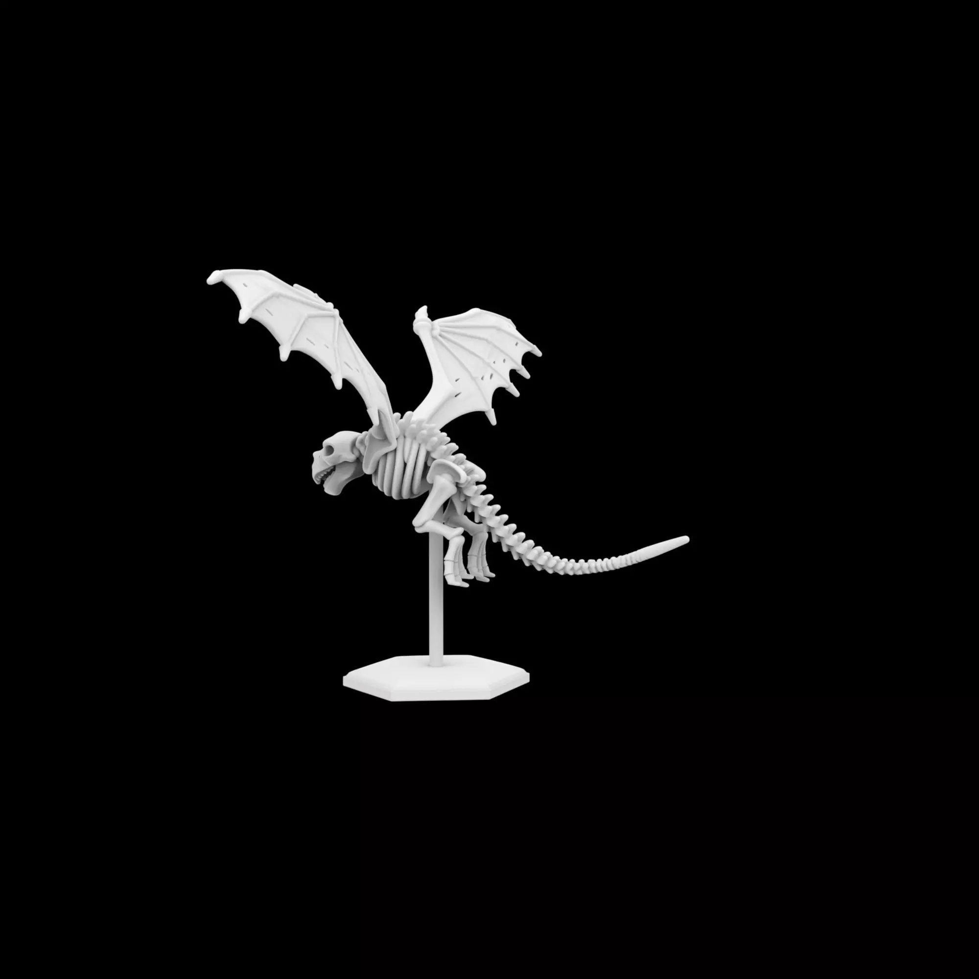 Flying Skeleton Dragon with Spread Wings 3D Printable Model 3D print model_1