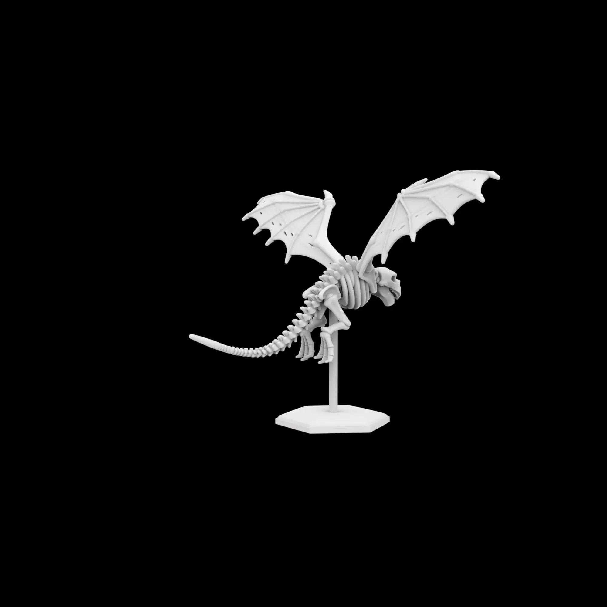 Flying Skeleton Dragon with Spread Wings 3D Printable Model 3D print model_3