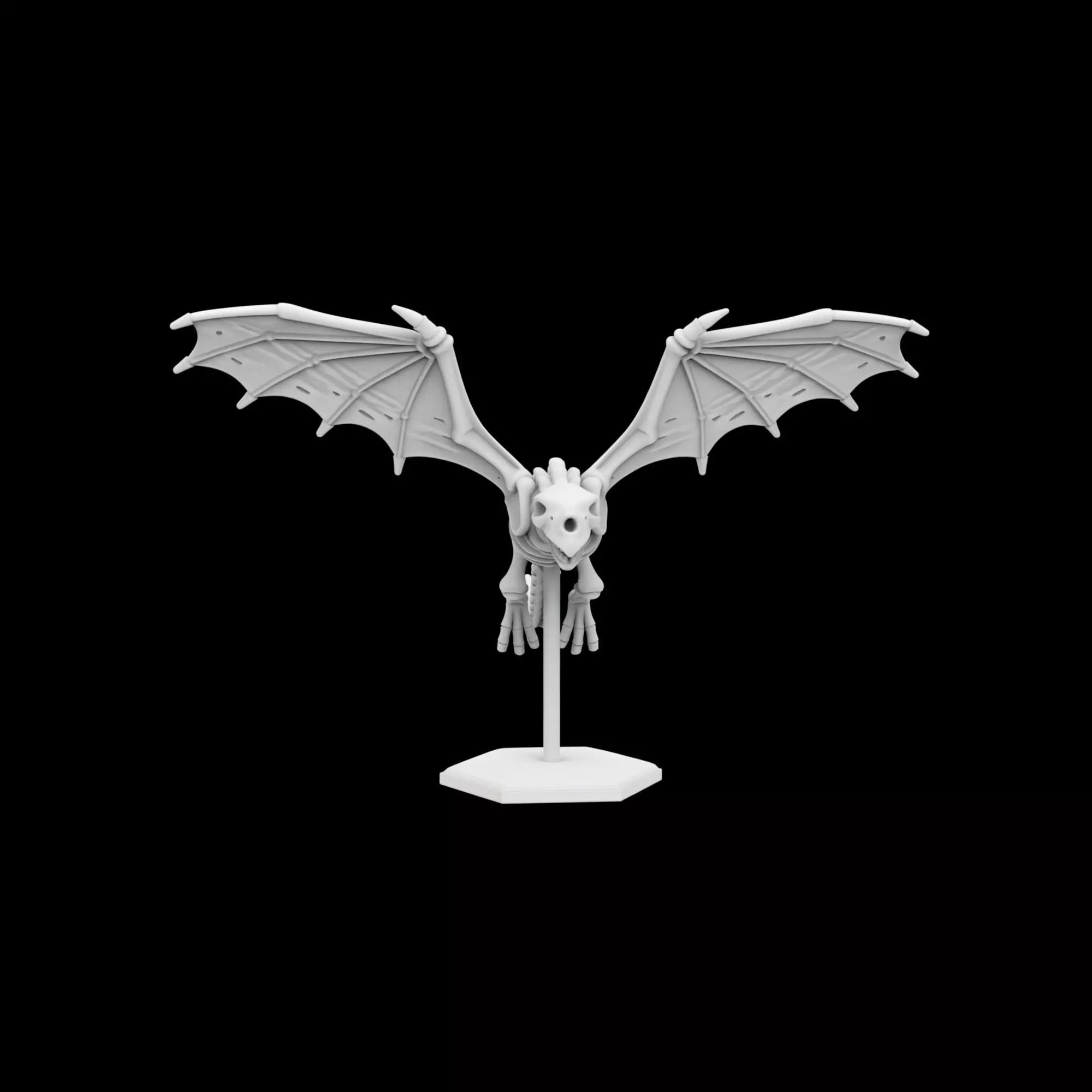 Flying Skeleton Dragon with Spread Wings 3D Printable Model 3D print model_5