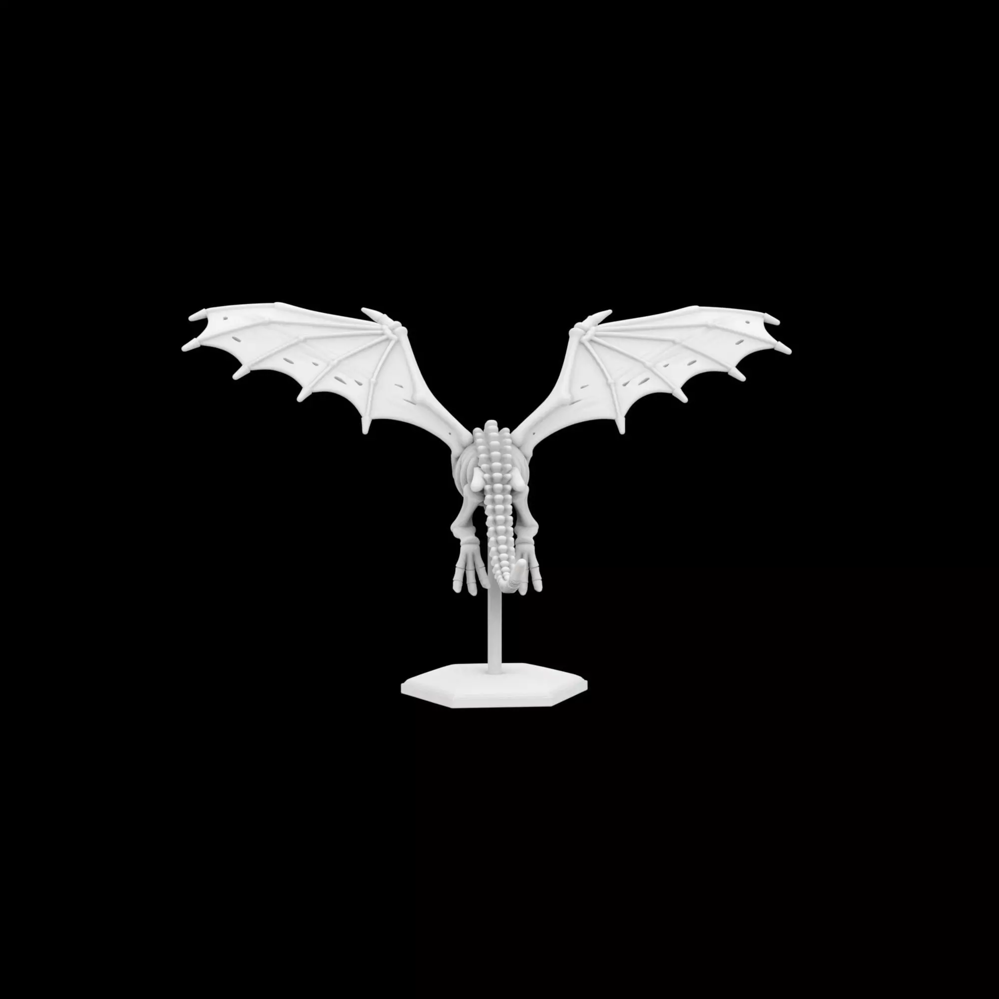 Flying Skeleton Dragon with Spread Wings 3D Printable Model 3D print model_2