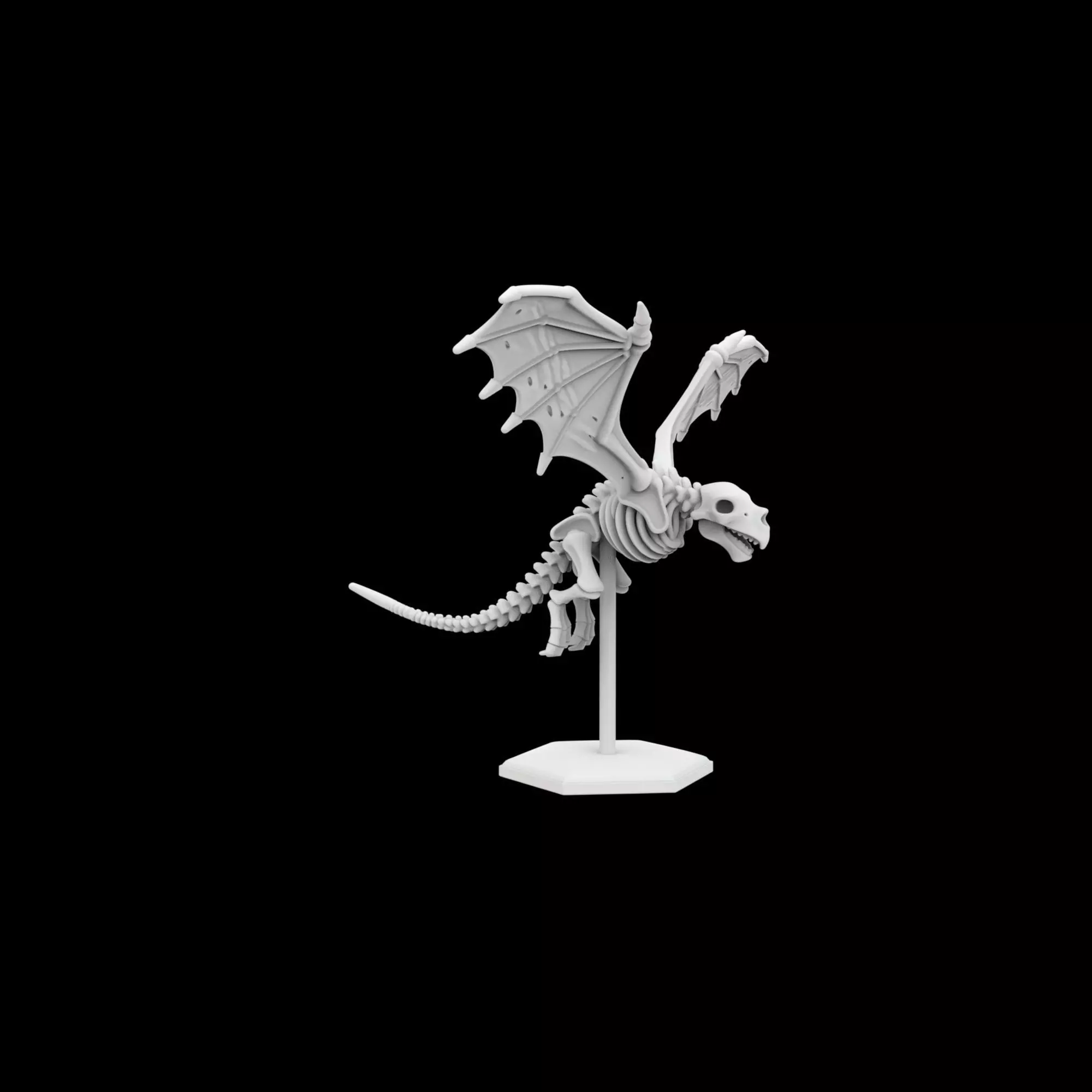 Flying Skeleton Dragon with Spread Wings 3D Printable Model 3D print model_4