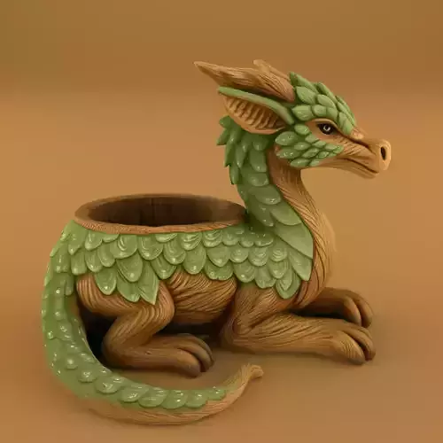 Leafy Dragon Planter 3D Model STL