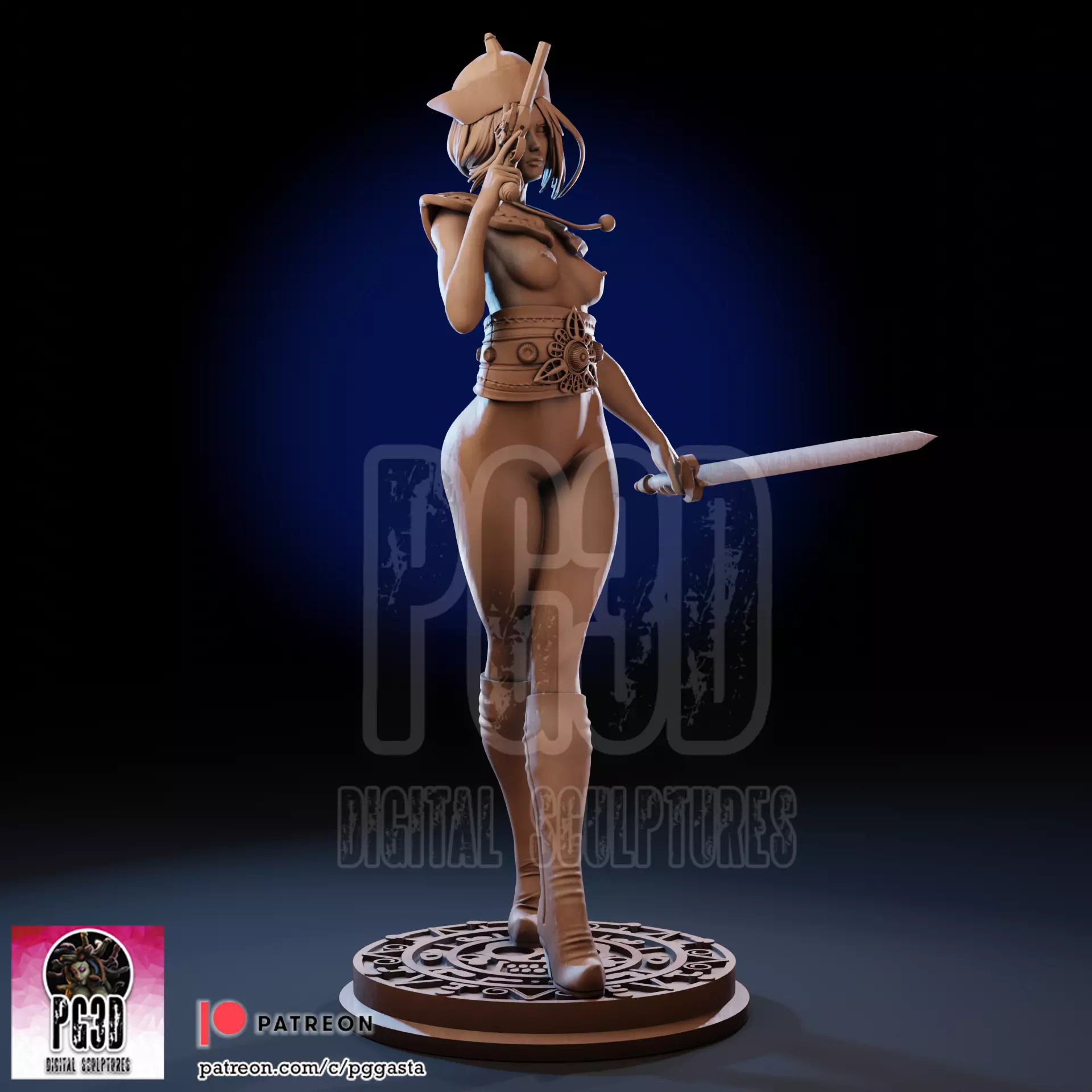 Elizabeth Swann Oriental Pirate Lady 1to10 Scale Fan Art Statue 3D print model_11