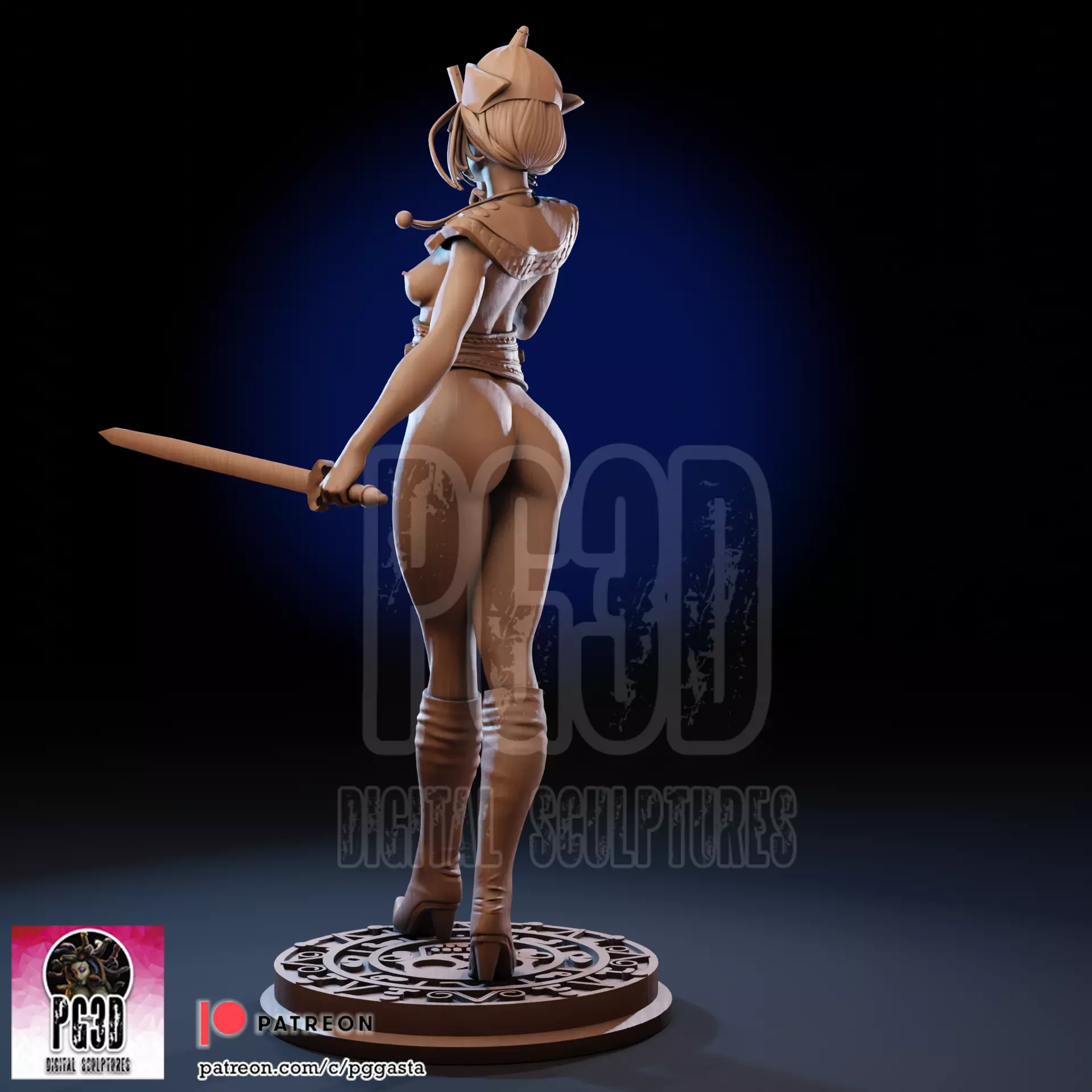 Elizabeth Swann Oriental Pirate Lady 1to10 Scale Fan Art Statue 3D print model_13