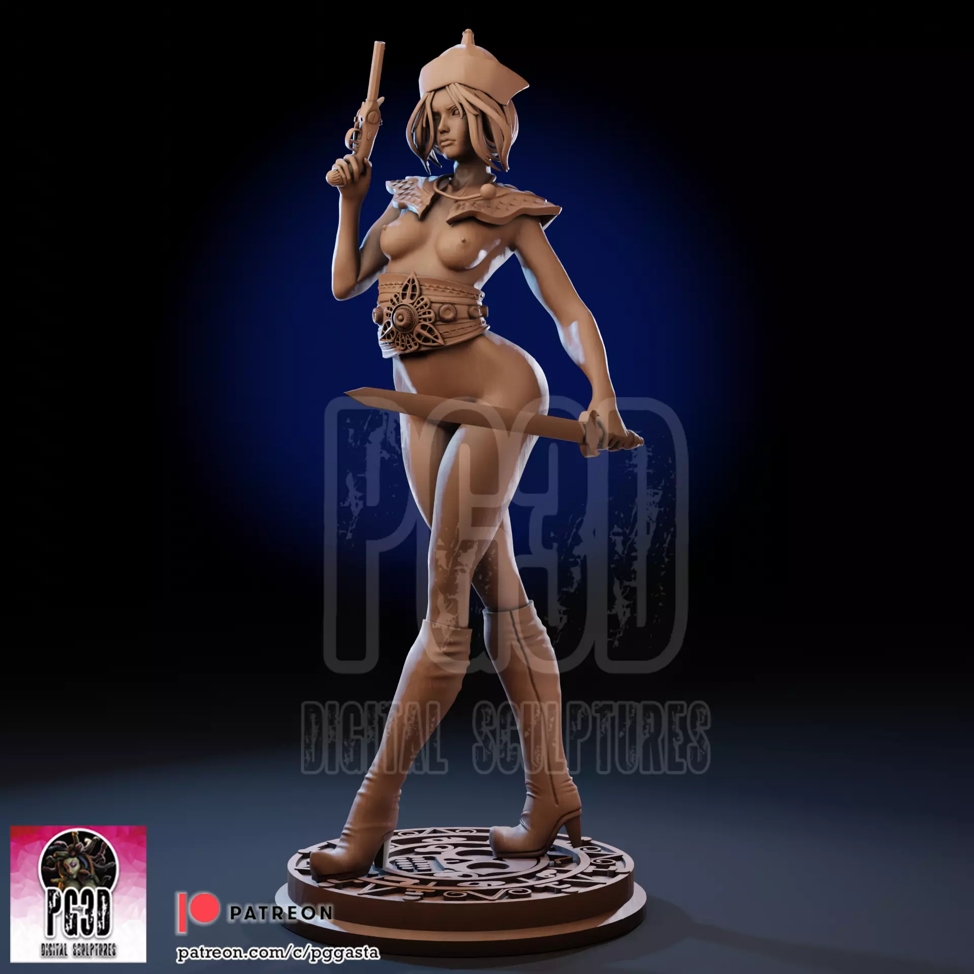 Elizabeth Swann Oriental Pirate Lady 1to10 Scale Fan Art Statue 3D print model_10