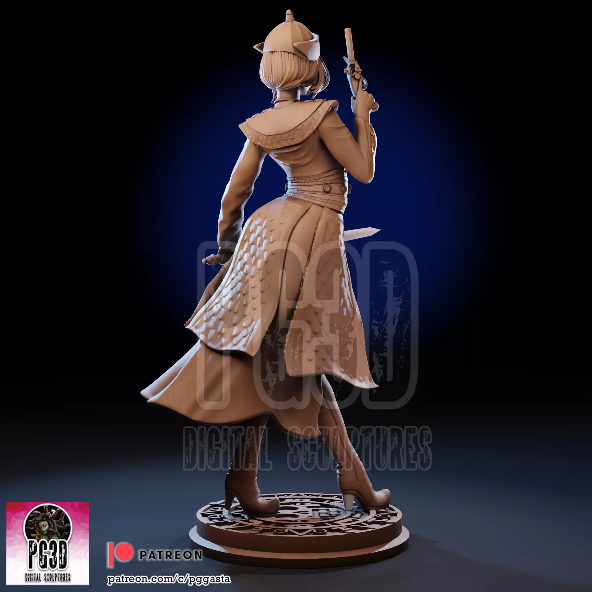 Elizabeth Swann Oriental Pirate Lady 1to10 Scale Fan Art Statue 3D print model_3
