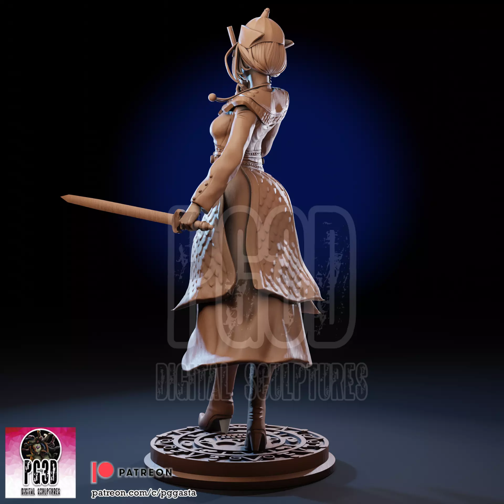 Elizabeth Swann Oriental Pirate Lady 1to10 Scale Fan Art Statue 3D print model_2