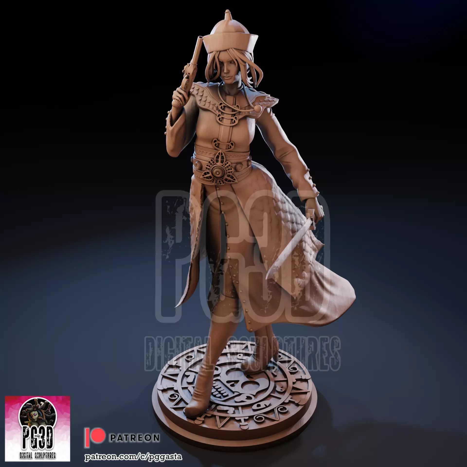 Elizabeth Swann Oriental Pirate Lady 1to10 Scale Fan Art Statue 3D print model_5