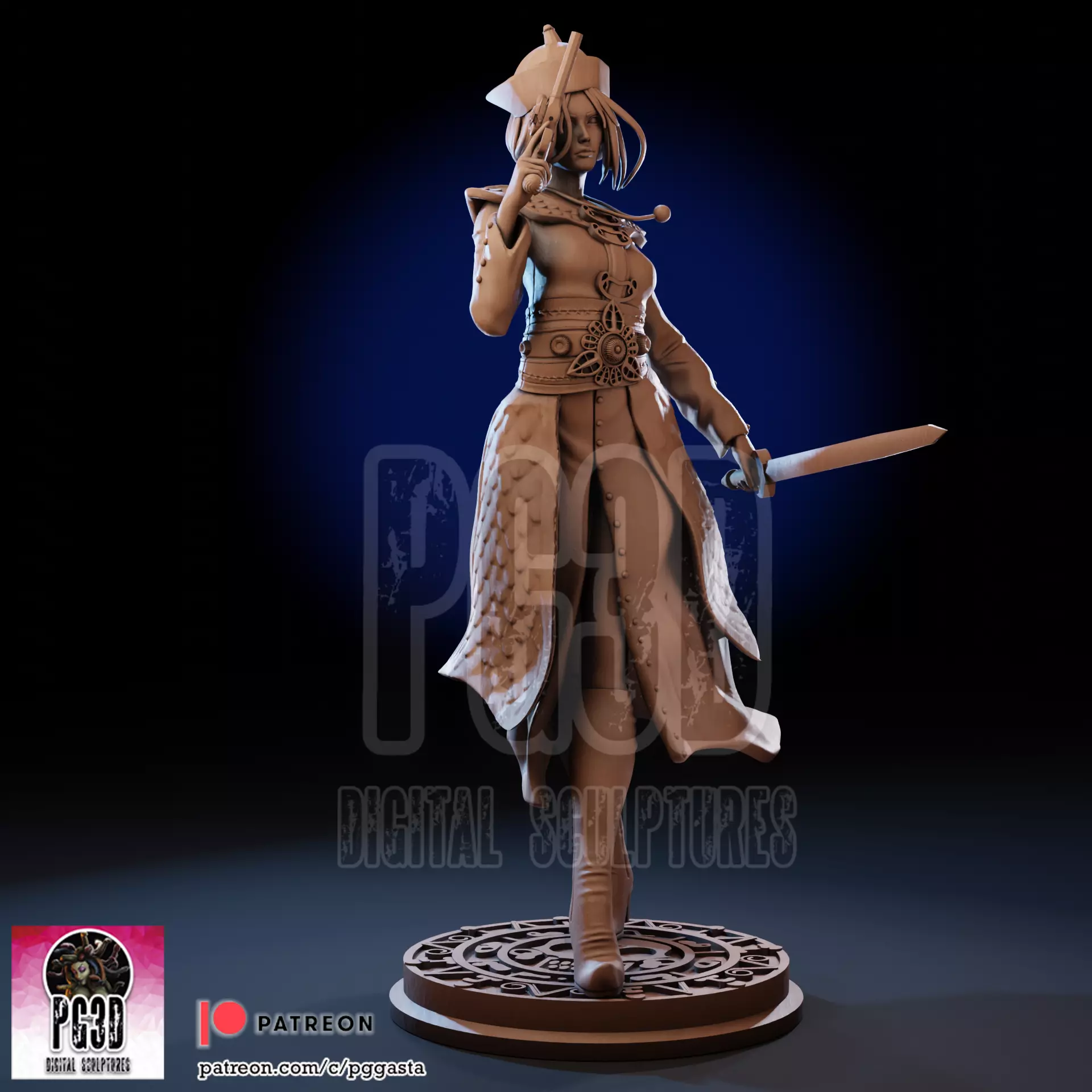 Elizabeth Swann Oriental Pirate Lady 1to10 Scale Fan Art Statue 3D print model_4