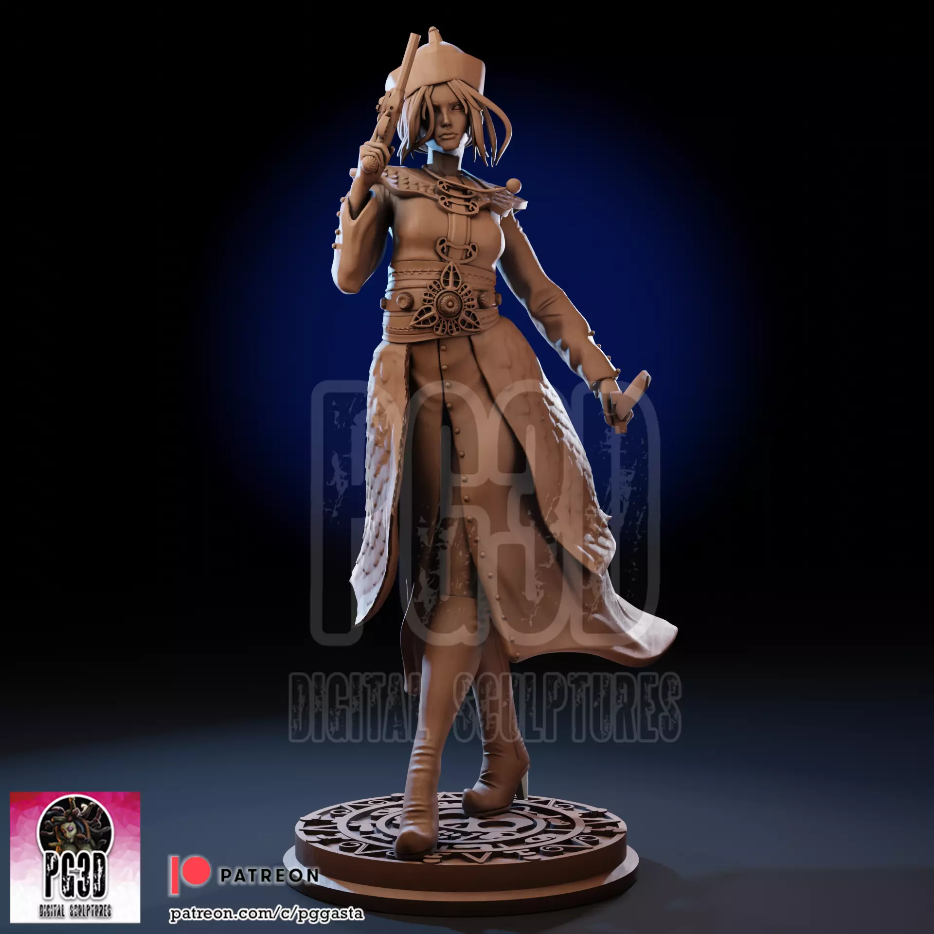 Elizabeth Swann Oriental Pirate Lady 1to10 Scale Fan Art Statue 3D print model_0