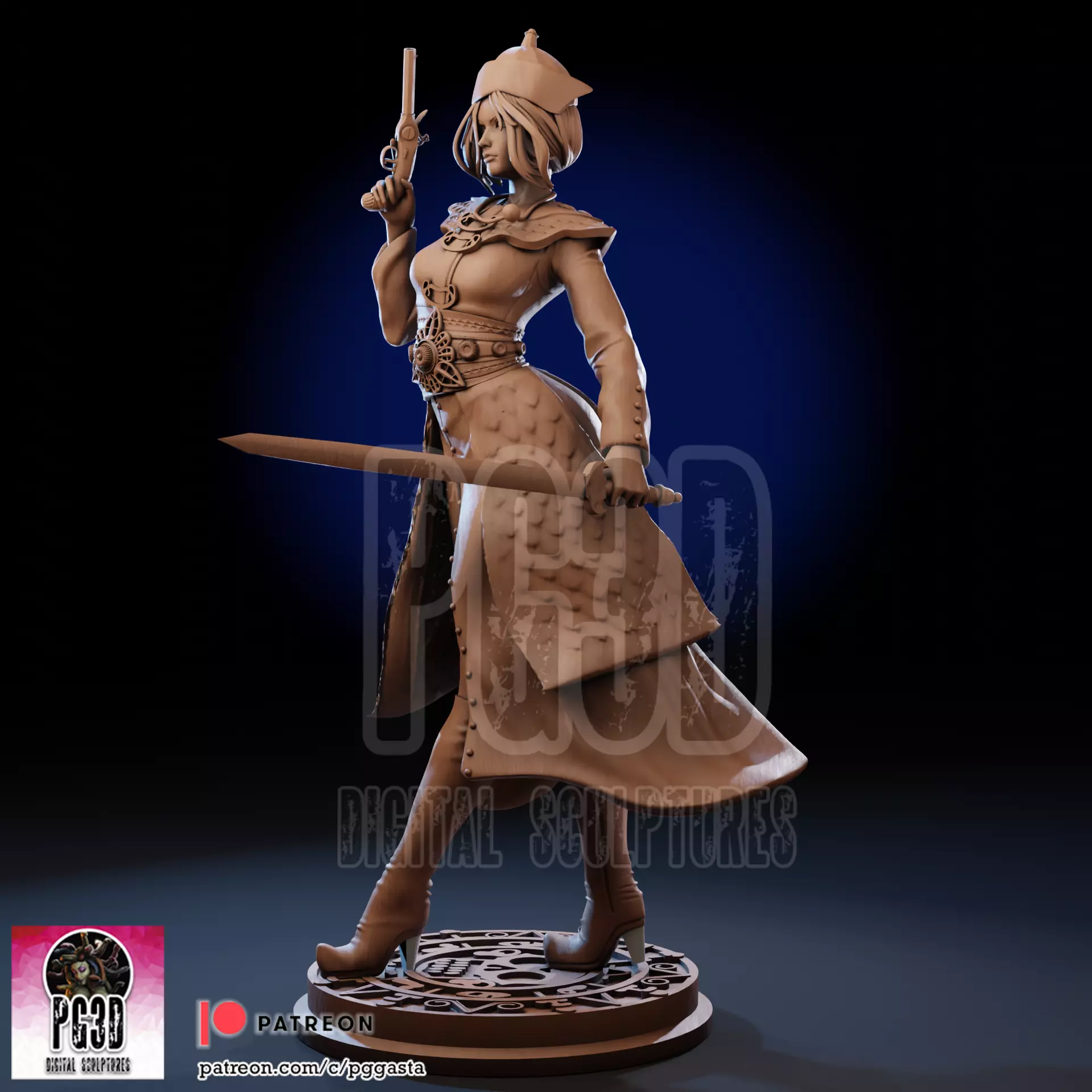 Elizabeth Swann Oriental Pirate Lady 1to10 Scale Fan Art Statue 3D print model_1