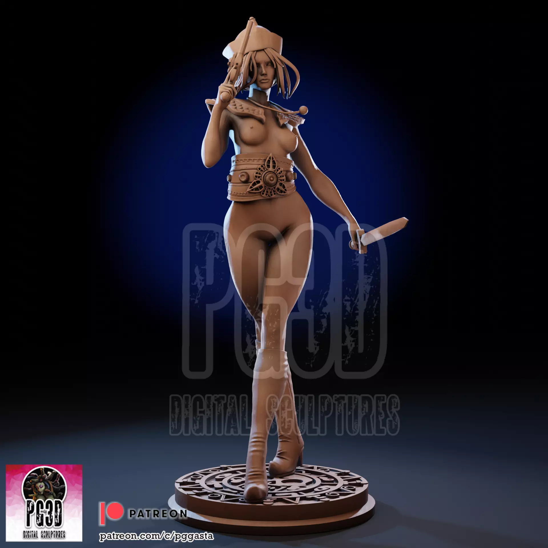 Elizabeth Swann Oriental Pirate Lady 1to10 Scale Fan Art Statue 3D print model_9