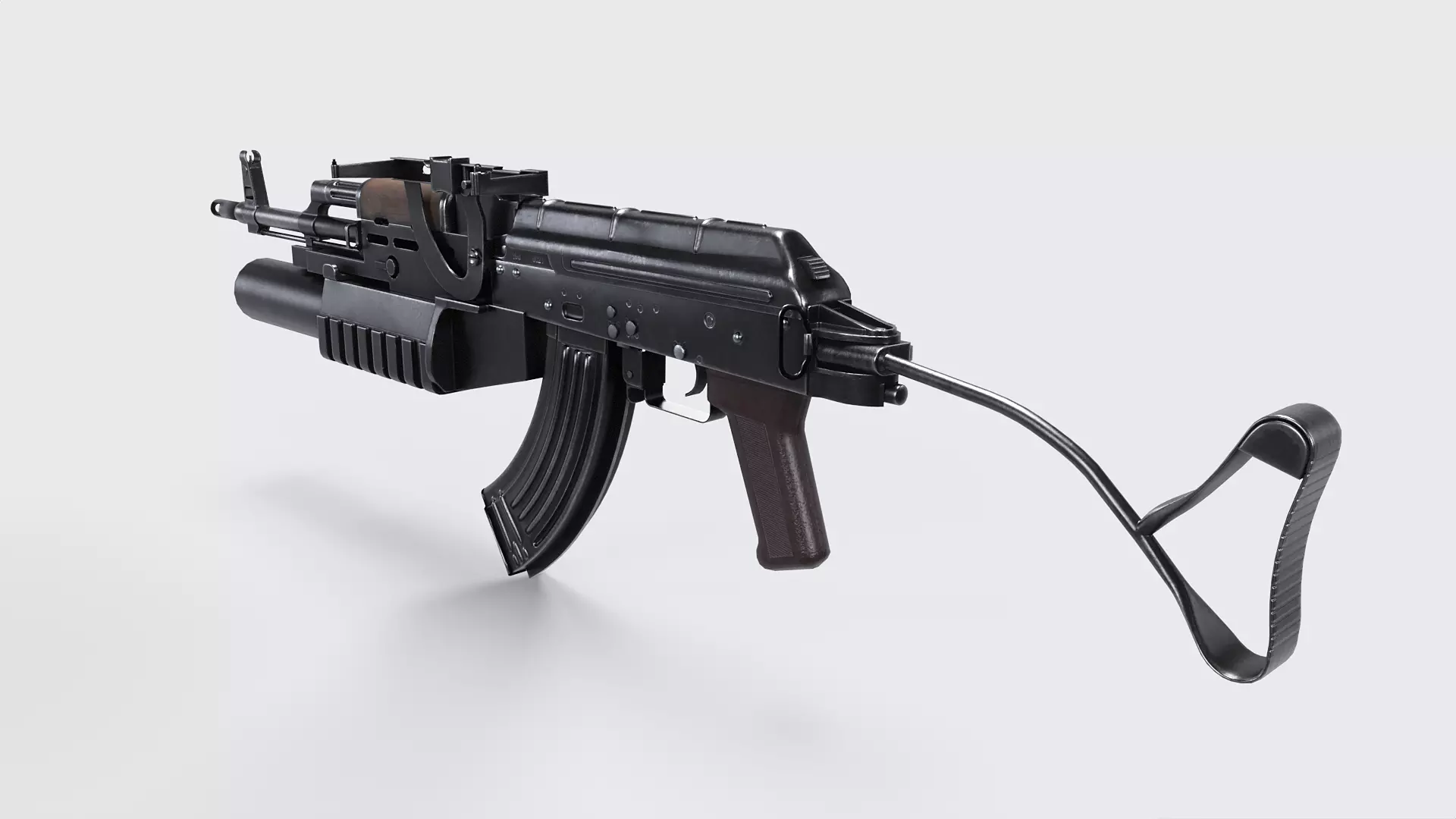 PA md 86 Rifle with detachable AG-40 Grenade Launcher Low-poly 3D model_11
