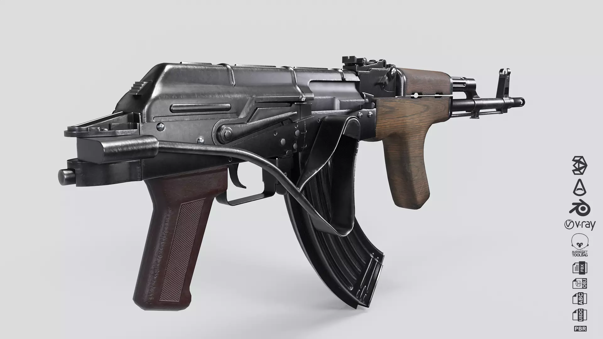 PA md 86 Rifle with detachable AG-40 Grenade Launcher Low-poly 3D model_4