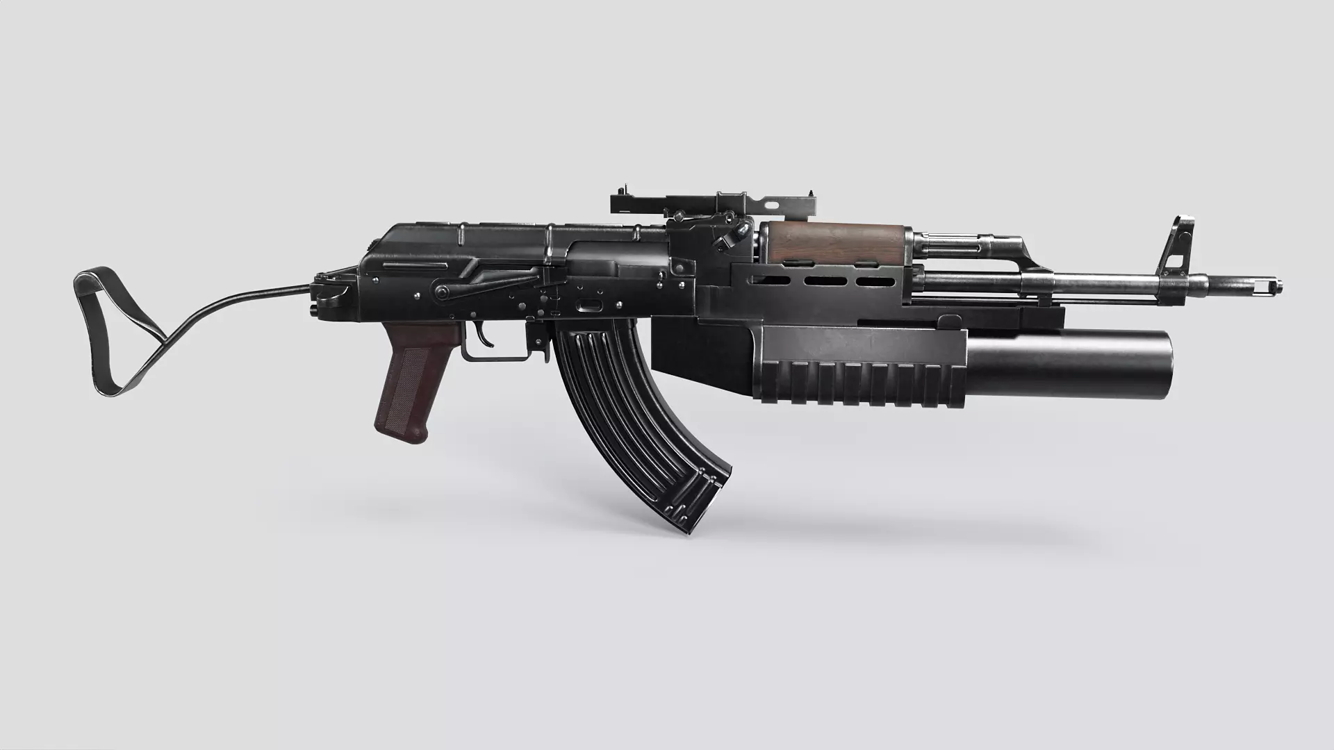 PA md 86 Rifle with detachable AG-40 Grenade Launcher Low-poly 3D model_9