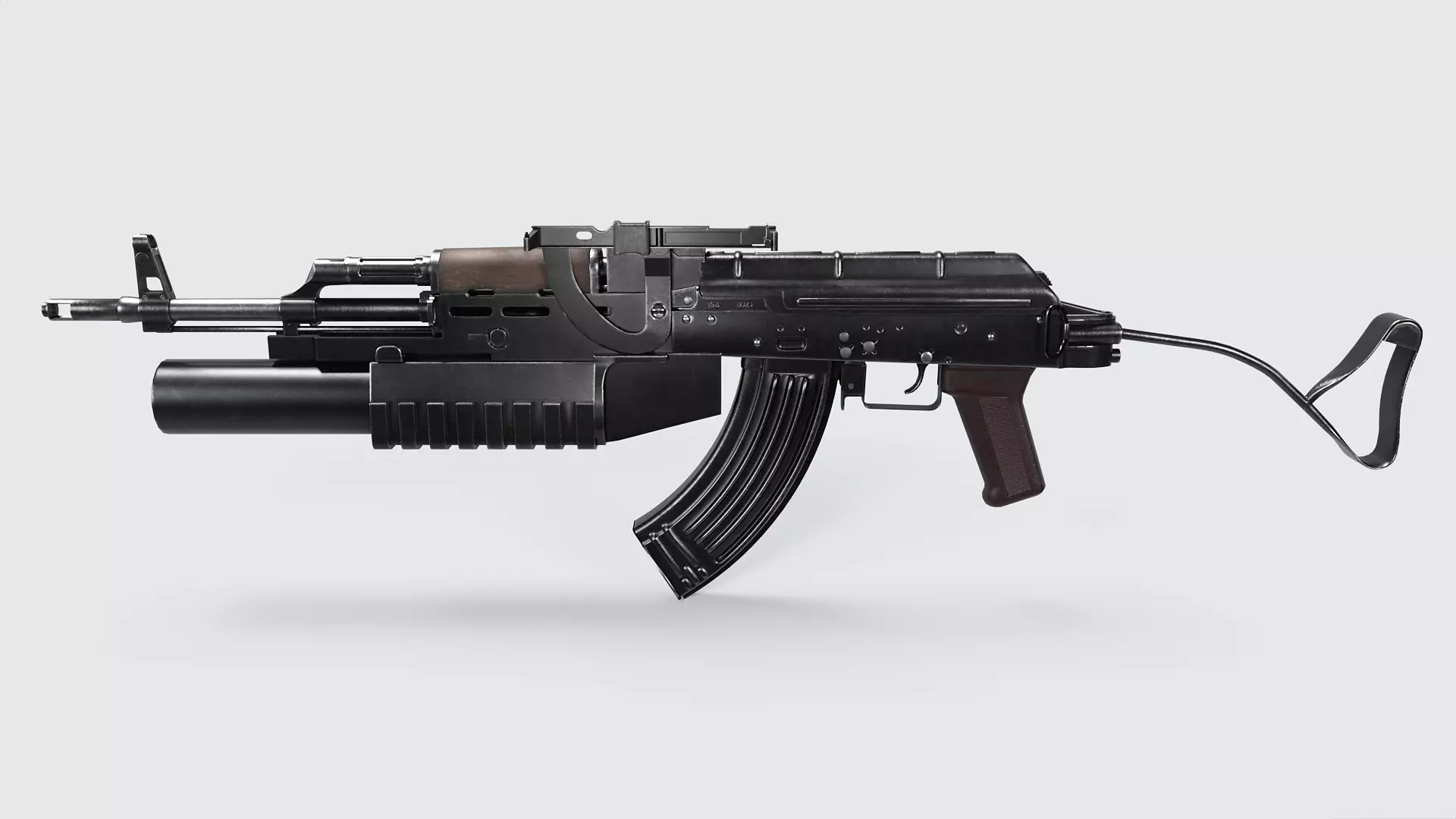 PA md 86 Rifle with detachable AG-40 Grenade Launcher Low-poly 3D model_12