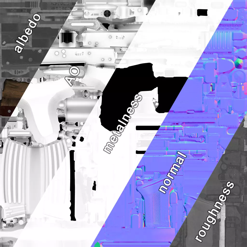 PA md 86 Rifle with detachable AG-40 Grenade Launcher Low-poly 3D model_7