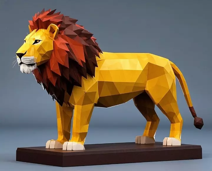 2268 Low Poly Roaring Lion 3D print model_1