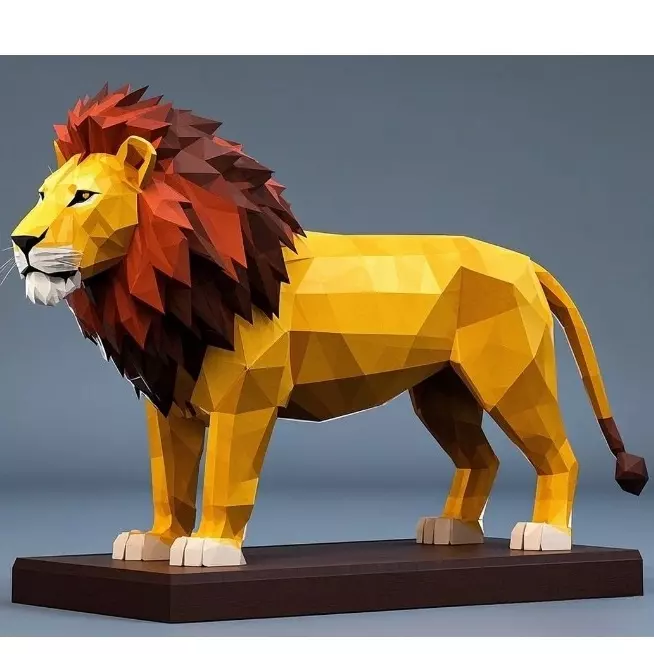 2268 Low Poly Roaring Lion 3D print model_5