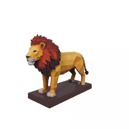 2268 Low Poly Roaring Lion 3D print model_10