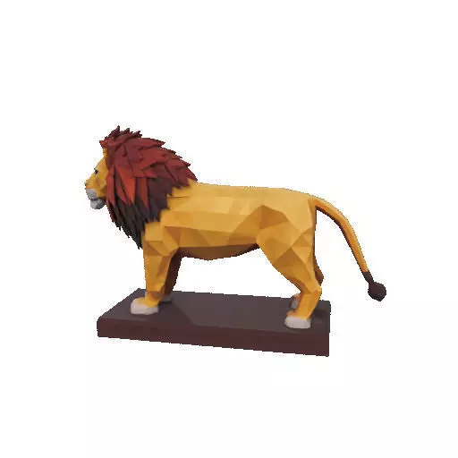 2268 Low Poly Roaring Lion 3D print model_35