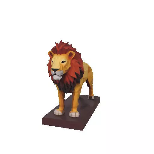 2268 Low Poly Roaring Lion 3D print model_12