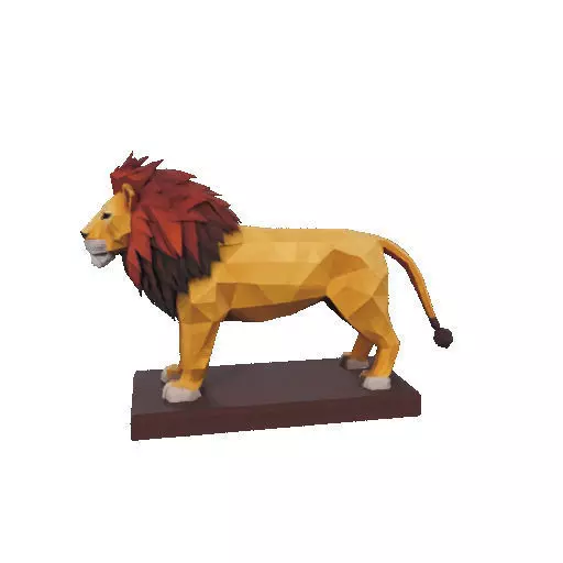 2268 Low Poly Roaring Lion 3D print model_7
