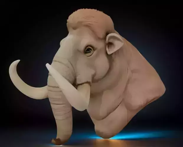 Woolly Mammoth Bust  3D Printable STL Model