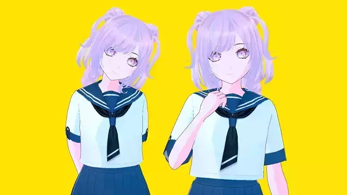 Purple Hair Anime School Girl