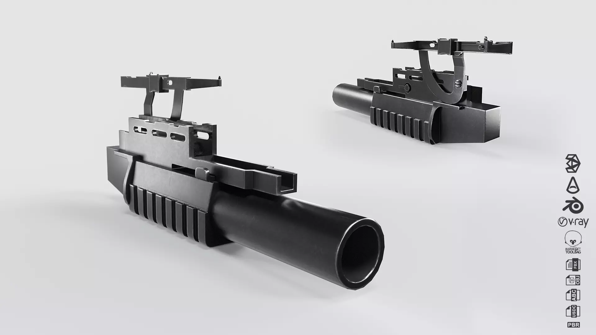 AG-40 Grenade Launcher Low-poly 3D model_0