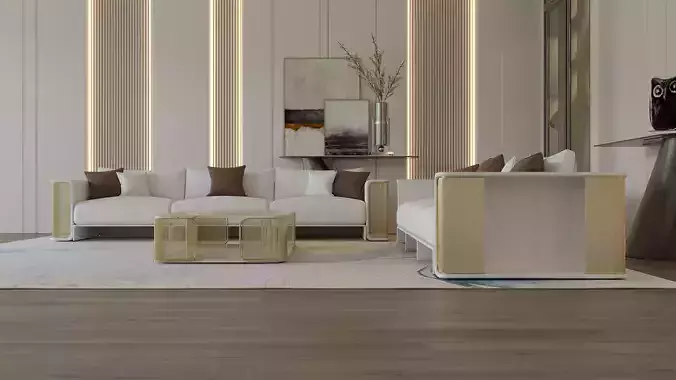 Modern Luxury Sofa Set with Golden Accents