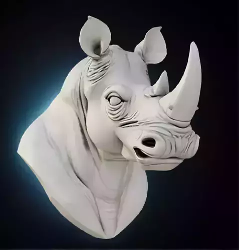 Woolly Rhinoceros Bust  3D Model STL Printable