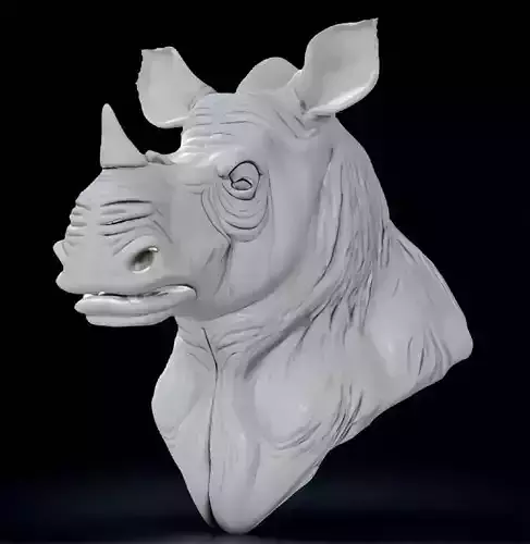 Woolly Rhinoceros Bust  3D Model STL Printable