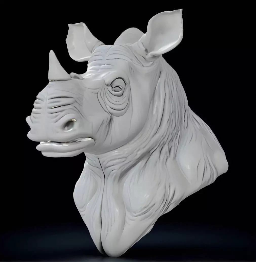 Woolly Rhinoceros Bust 3D Model STL Printable 3D print model_0