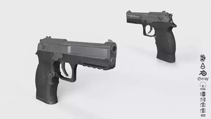 T75K3 Pistol Low-poly 3D model