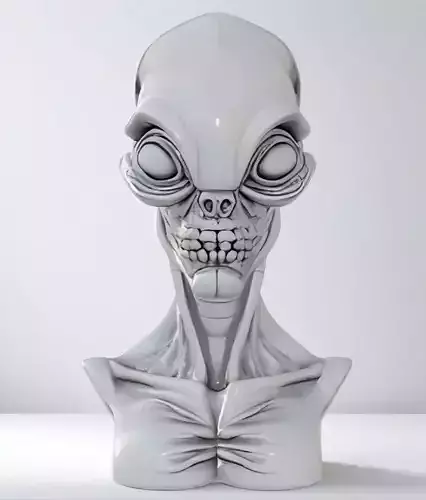 Alien Bust Sculpture  3D Model STL Printable
