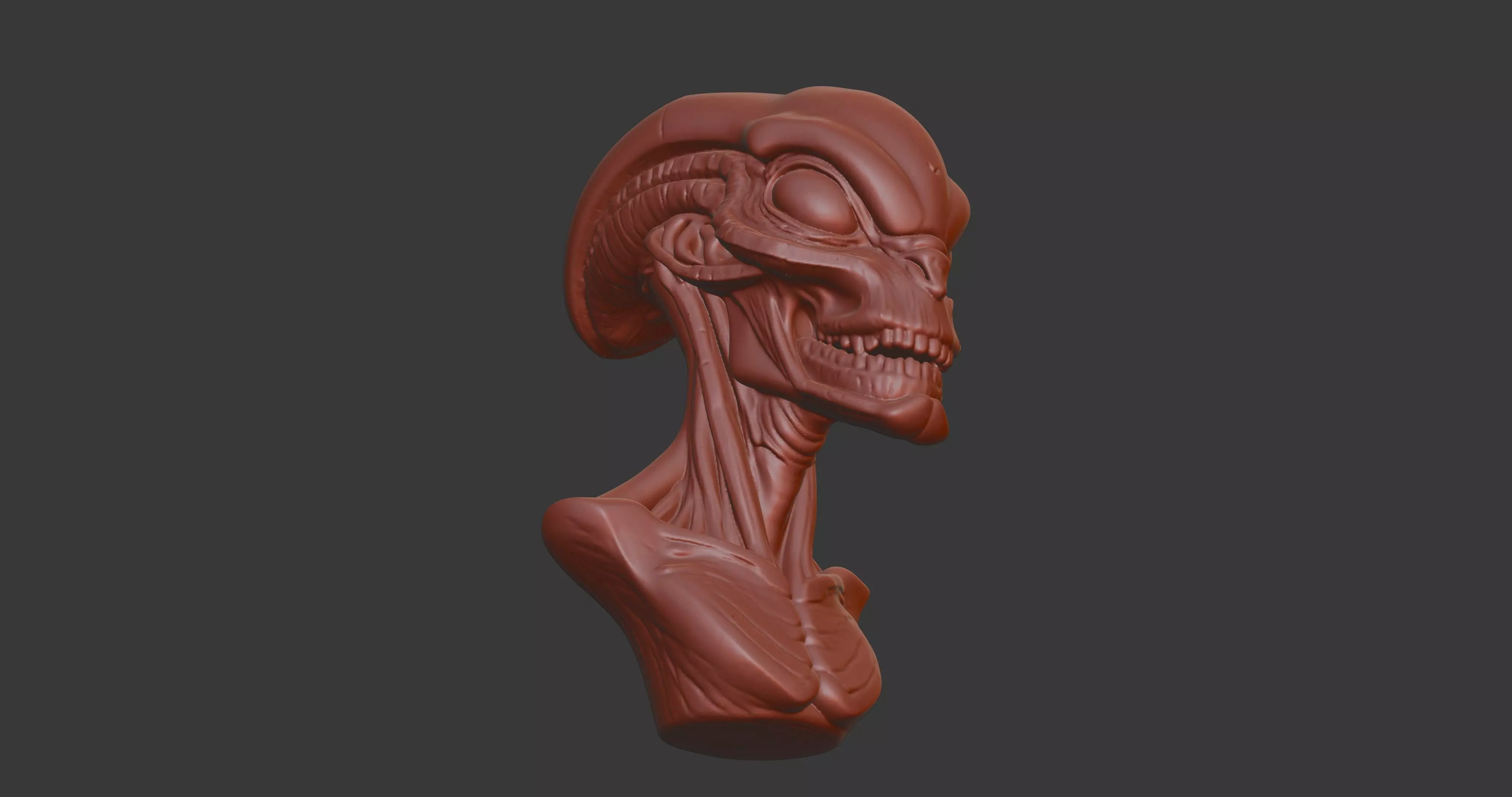 Alien Bust Sculpture 3D Model STL Printable 3D print model_6