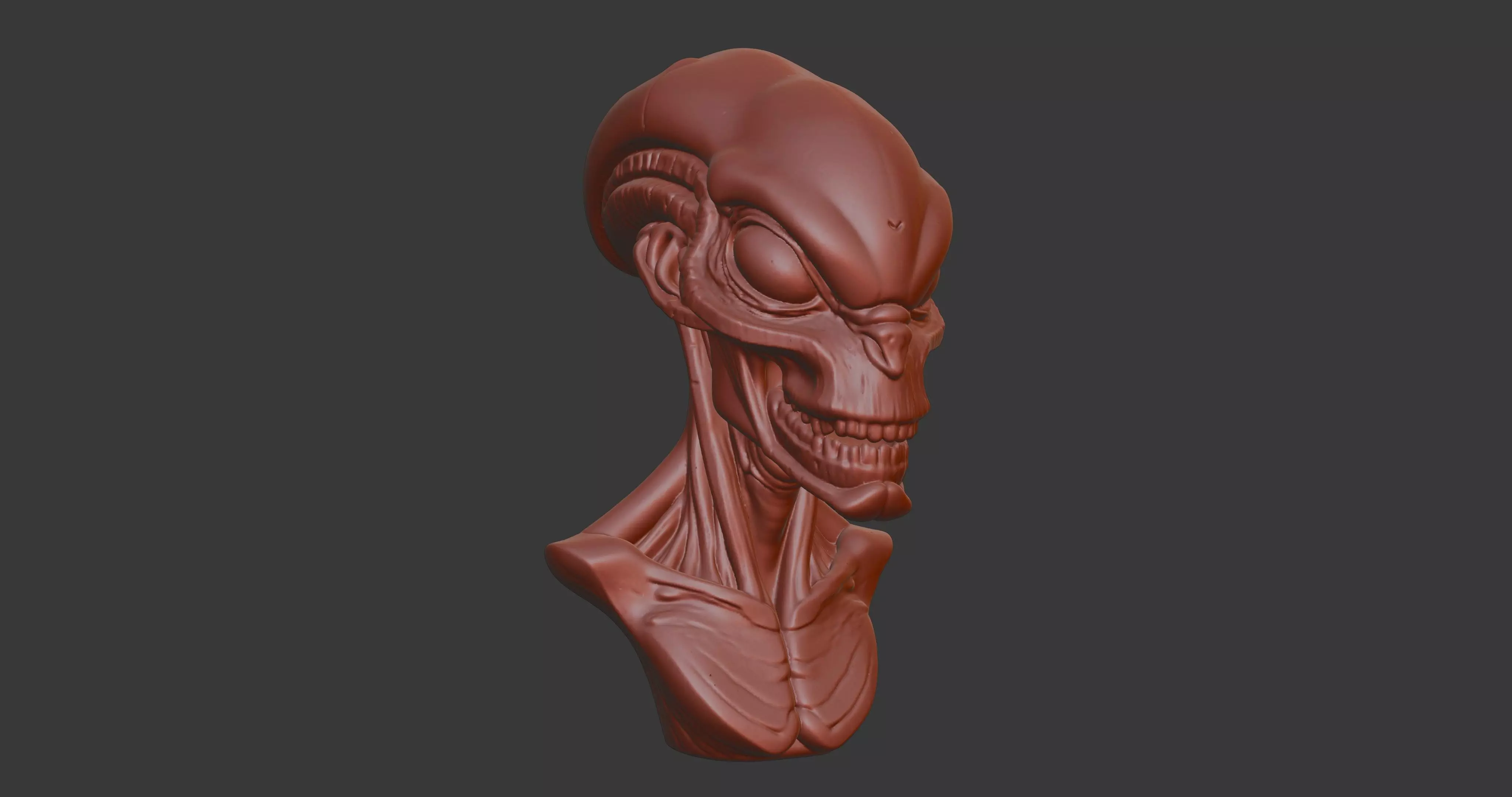 Alien Bust Sculpture 3D Model STL Printable 3D print model_1