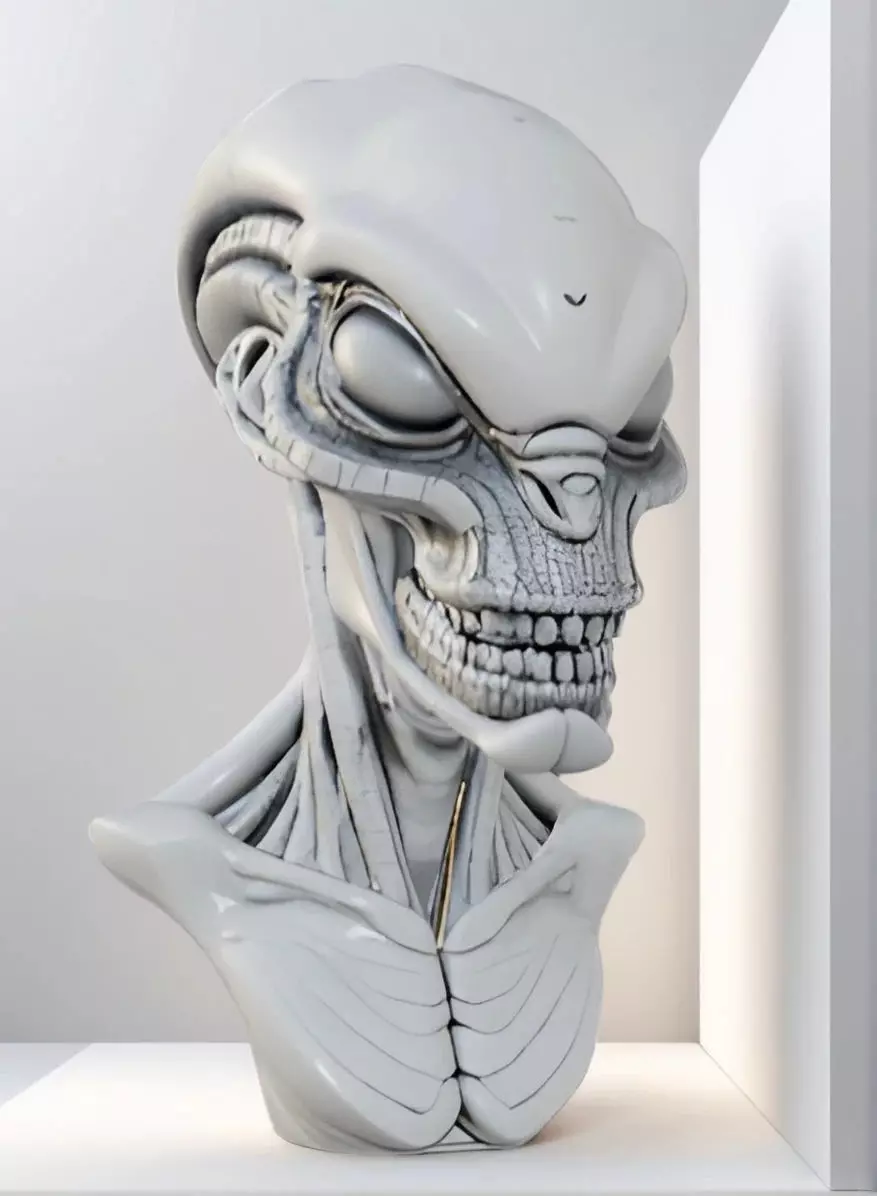 Alien Bust Sculpture 3D Model STL Printable 3D print model_0