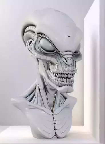 Alien Bust Sculpture 3D Model STL Printable
