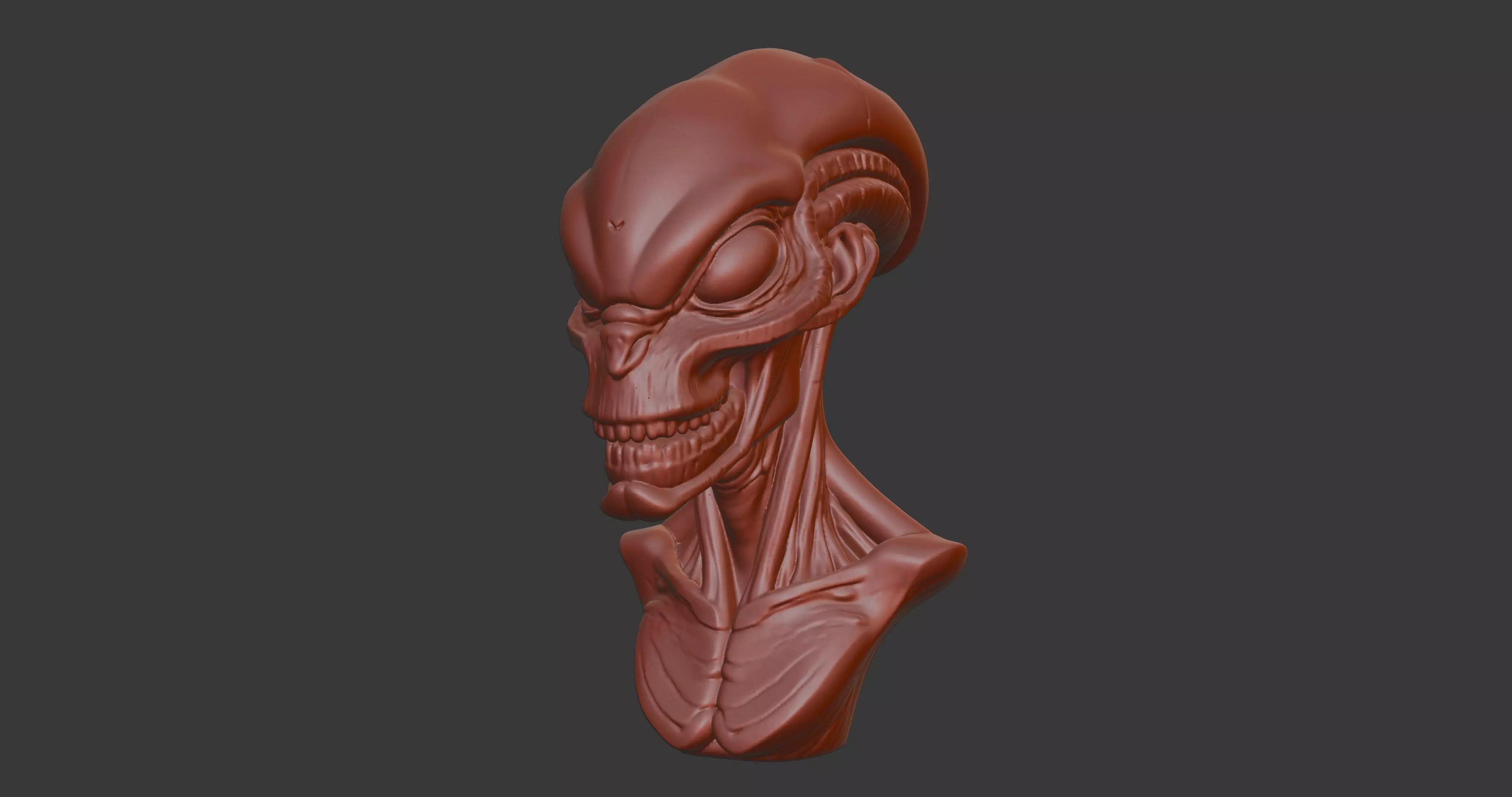 Alien Bust Sculpture 3D Model STL Printable 3D print model_7