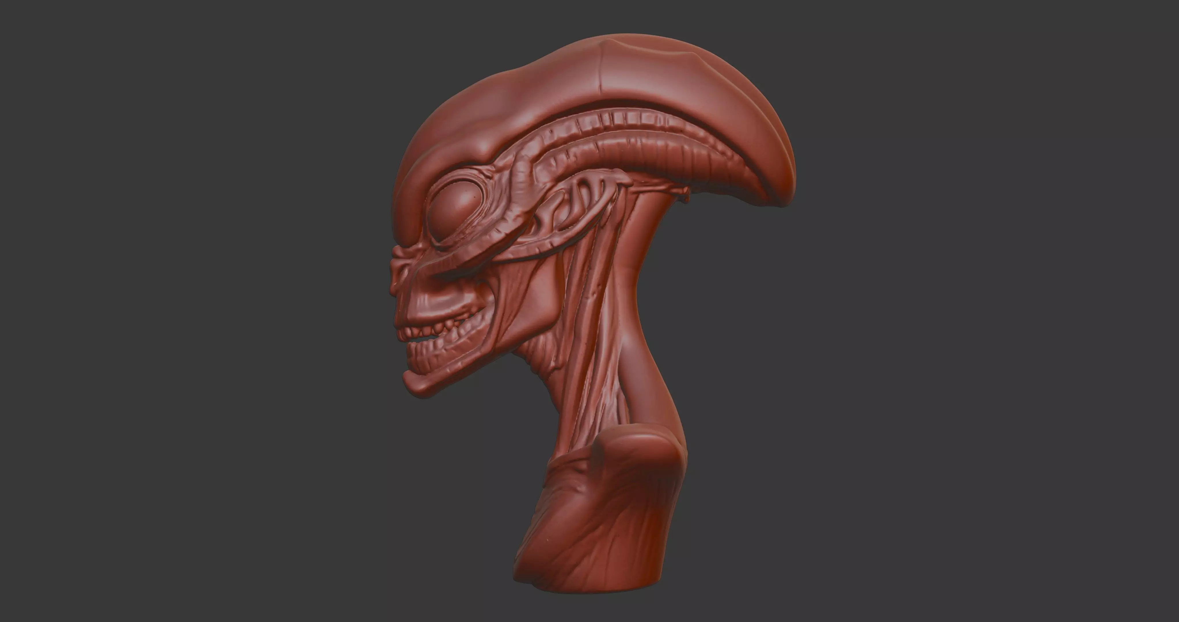 Alien Bust Sculpture 3D Model STL Printable 3D print model_3