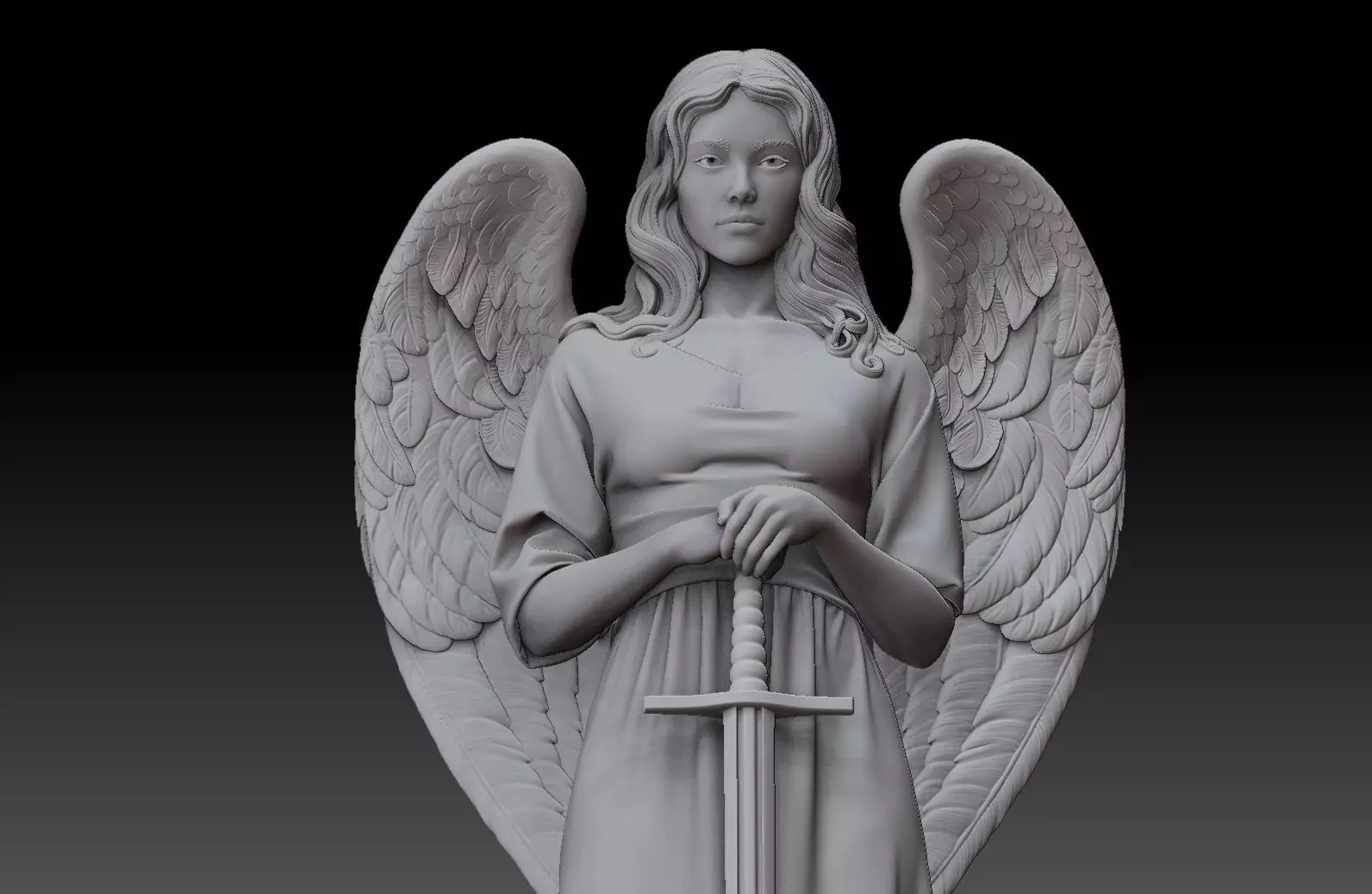 Beautiful Guardian Angel 3D Sculpture 3D print model_2