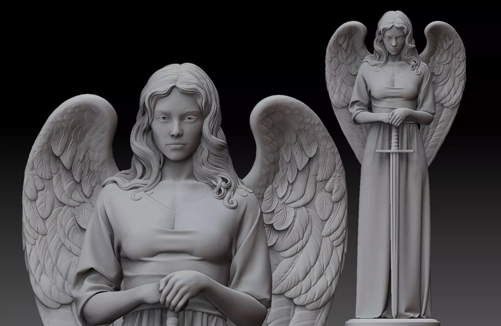 Beautiful Guardian Angel 3D Sculpture 3D print model_6