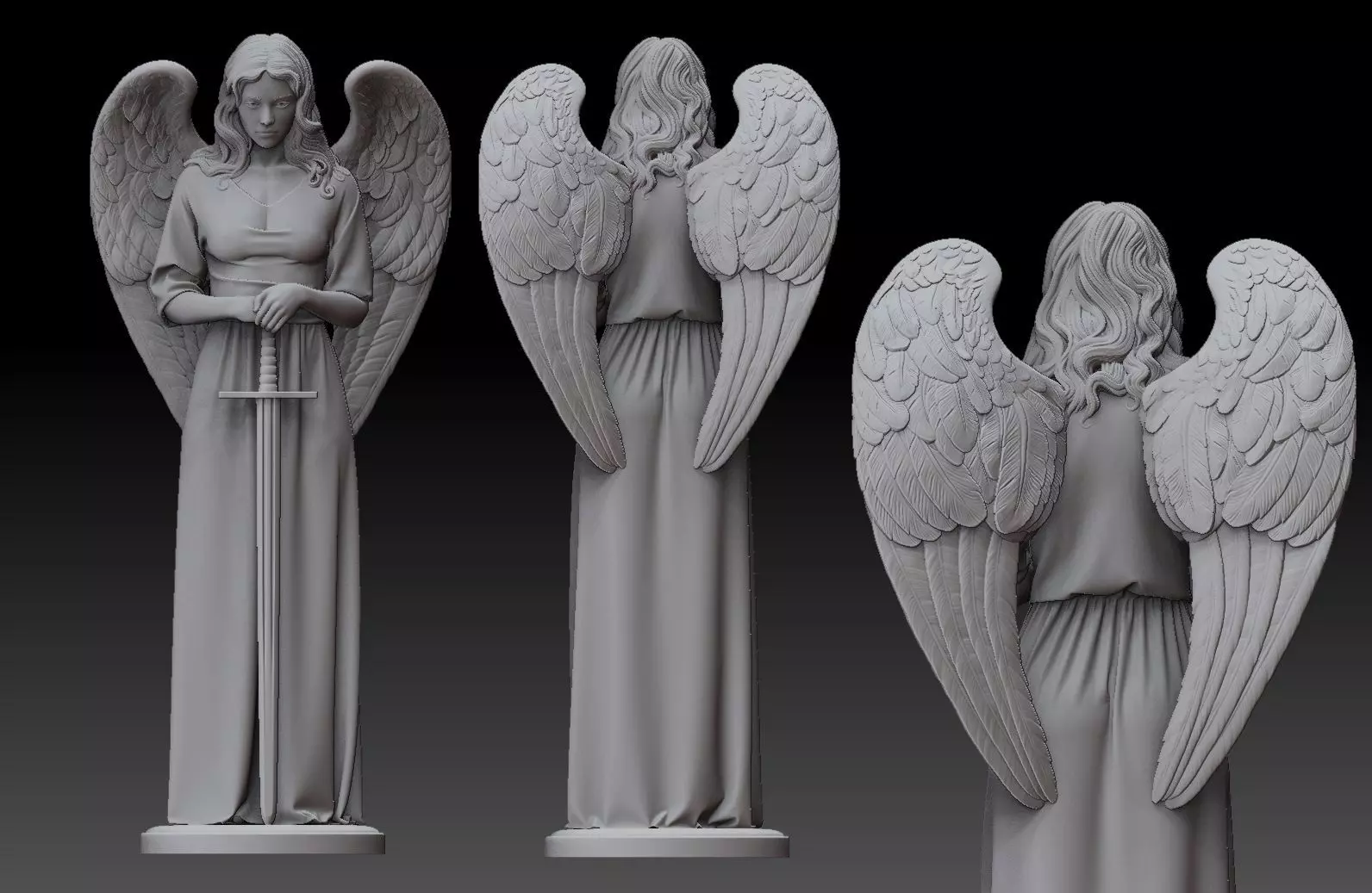 Beautiful Guardian Angel 3D Sculpture 3D print model_3
